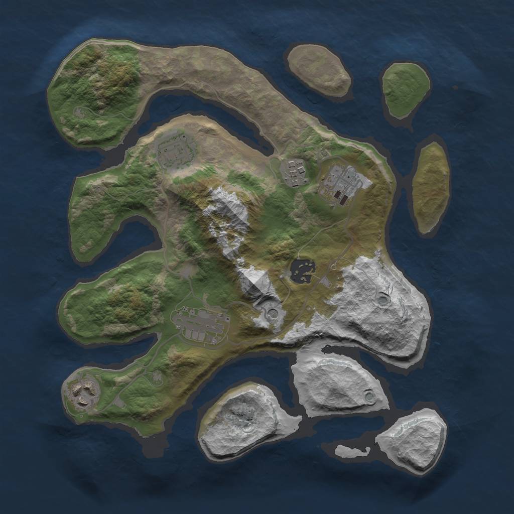 Rust Map: Barren, Size: 3000, Seed: 929286, 9 Monuments