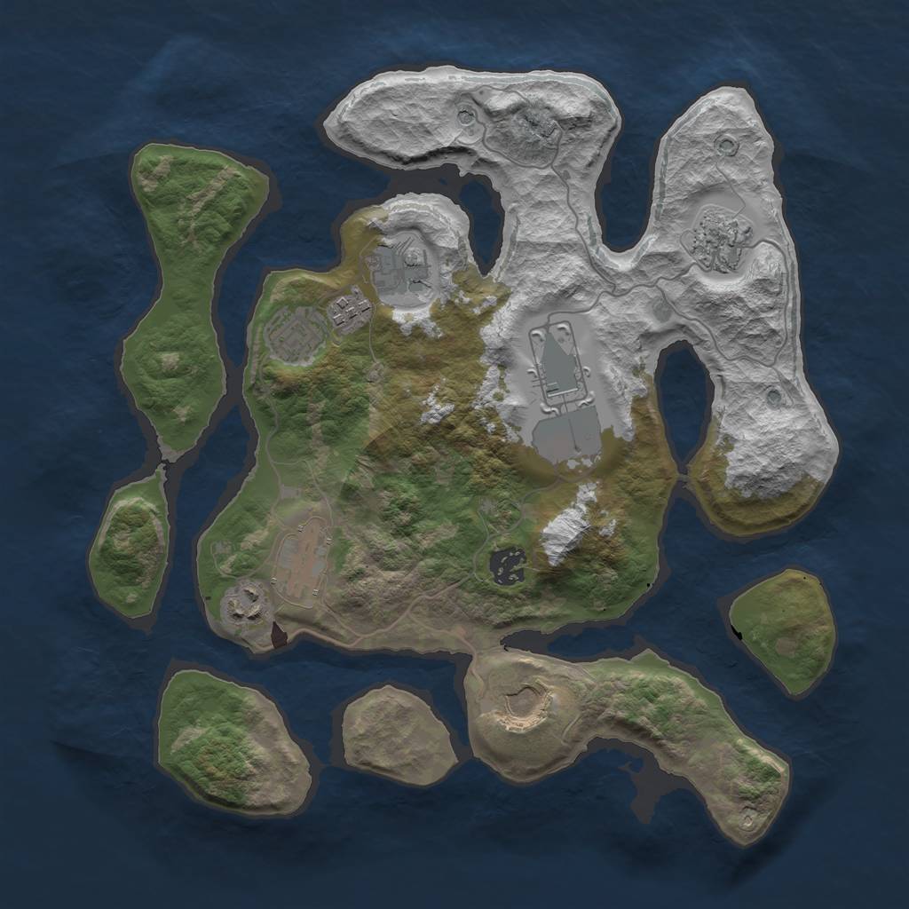 Rust Map: Barren, Size: 3500, Seed: 99, 12 Monuments