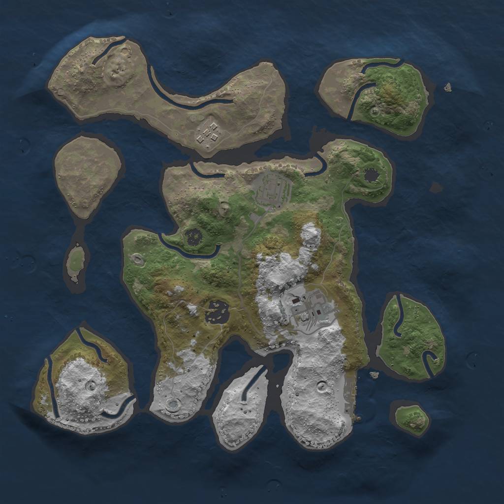 Rust Map: Procedural Map, Size: 3000, Seed: 287211, 7 Monuments