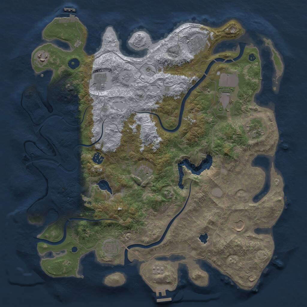Rust Map: Procedural Map, Size: 4200, Seed: 666771155, 16 Monuments