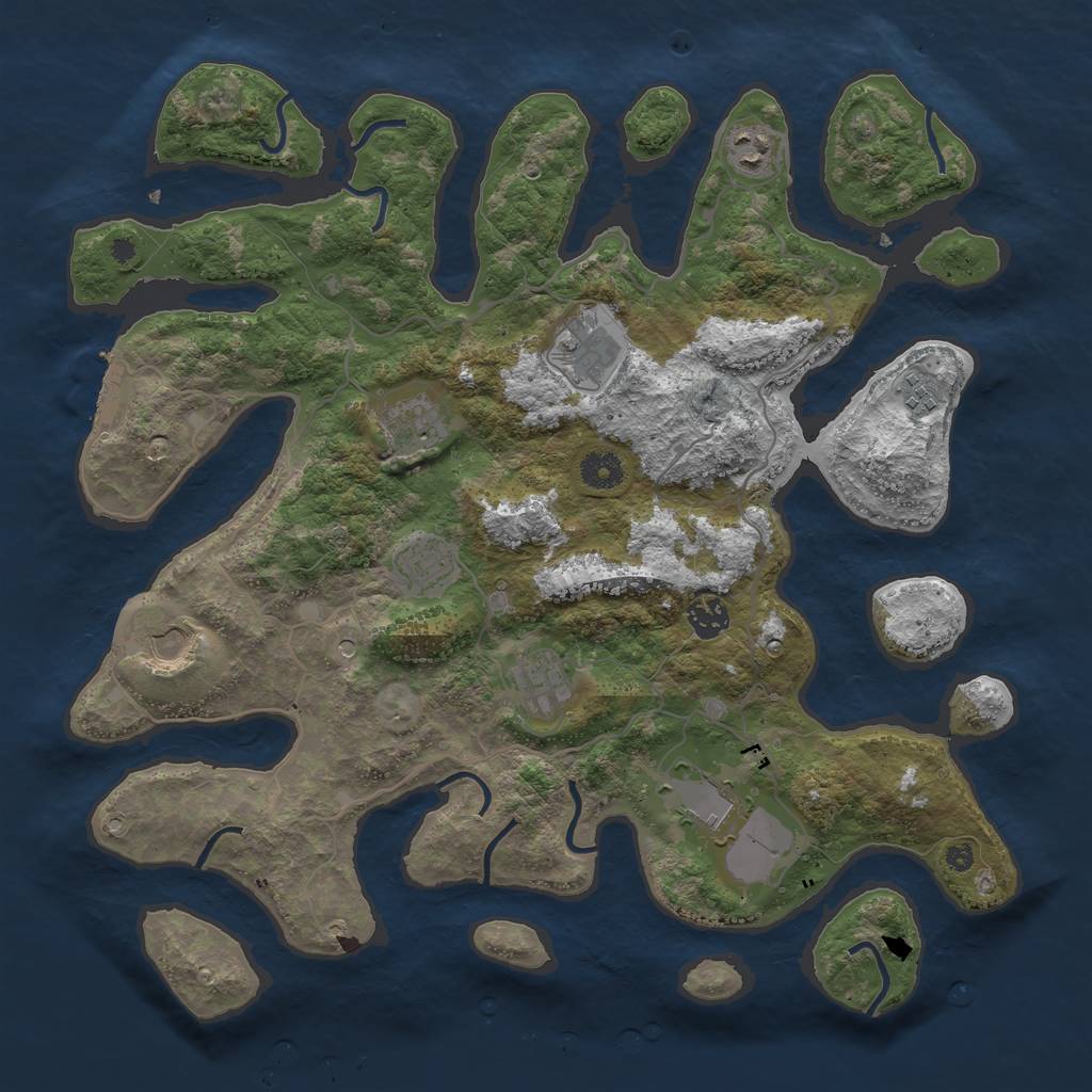 Rust Map: Procedural Map, Size: 4000, Seed: 442502747, 13 Monuments