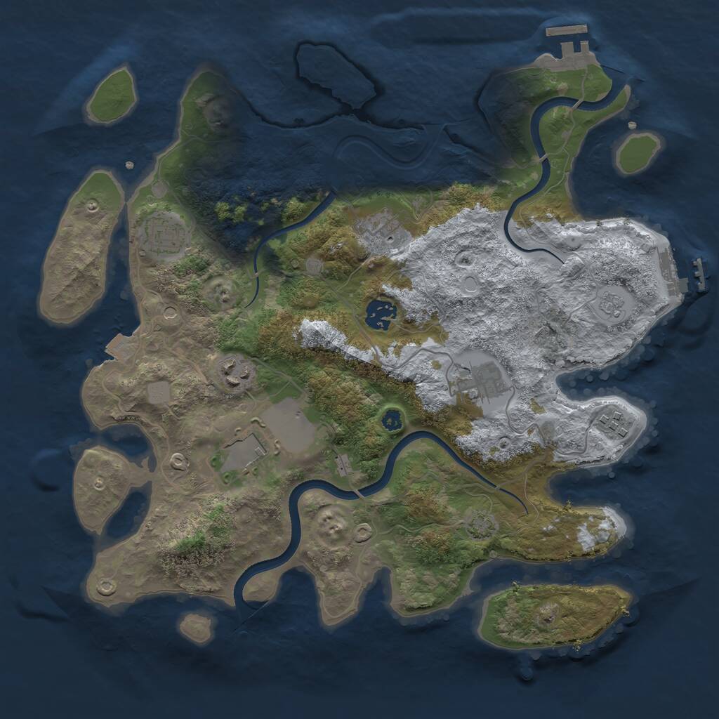 Rust Map: Procedural Map, Size: 3500, Seed: 98106016, 13 Monuments