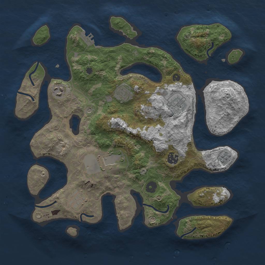 Rust Map: Procedural Map, Size: 3500, Seed: 98106016, 11 Monuments