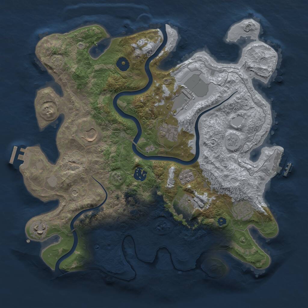 Rust Map: Procedural Map, Size: 3500, Seed: 809273751, 14 Monuments