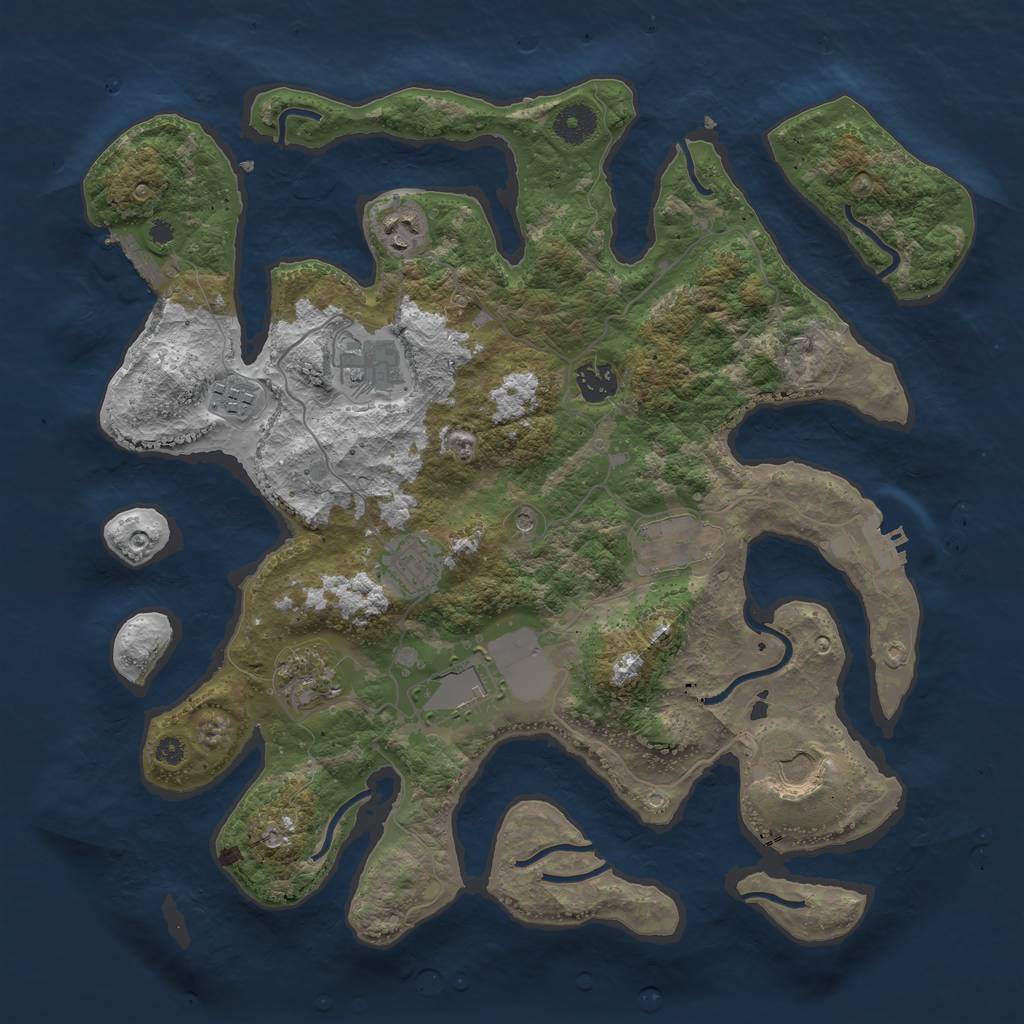 Rust Map: Procedural Map, Size: 3800, Seed: 63451, 14 Monuments