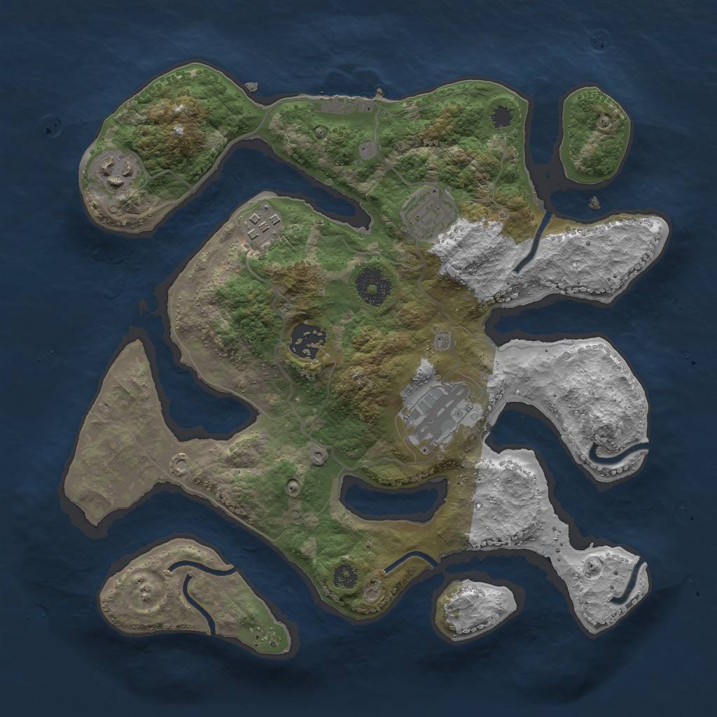 Rust Map: Procedural Map, Size: 3000, Seed: 11070504, 8 Monuments