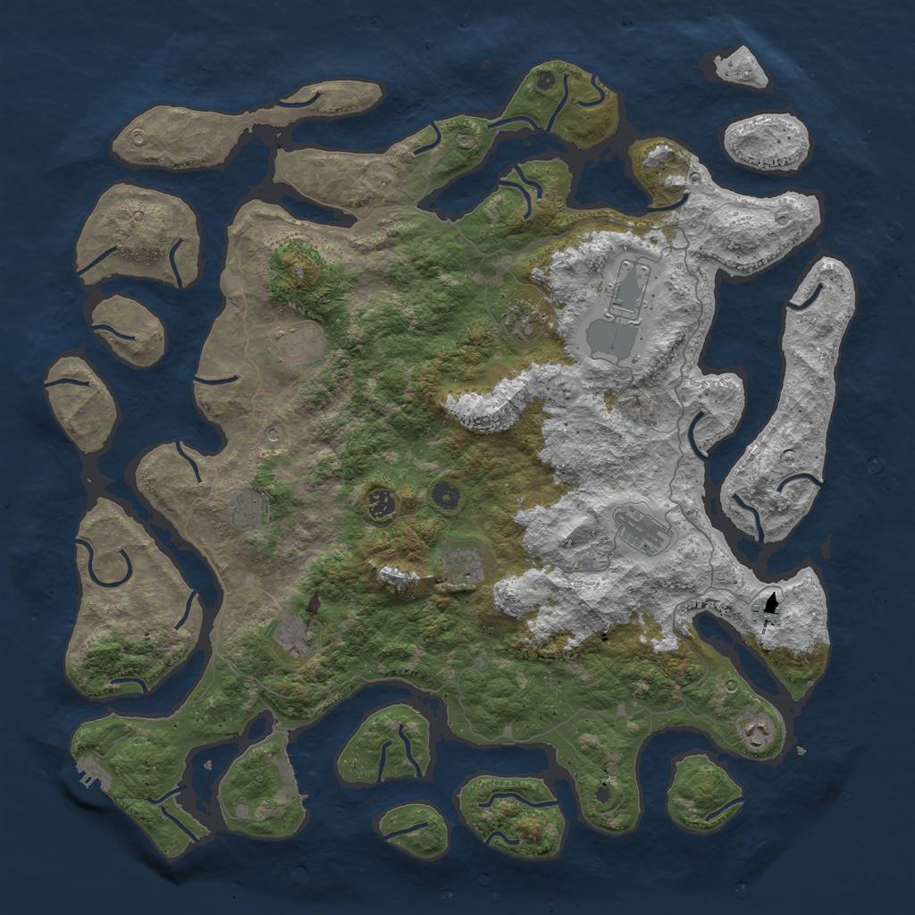 Rust Map: Procedural Map, Size: 5000, Seed: 1727535424, 15 Monuments