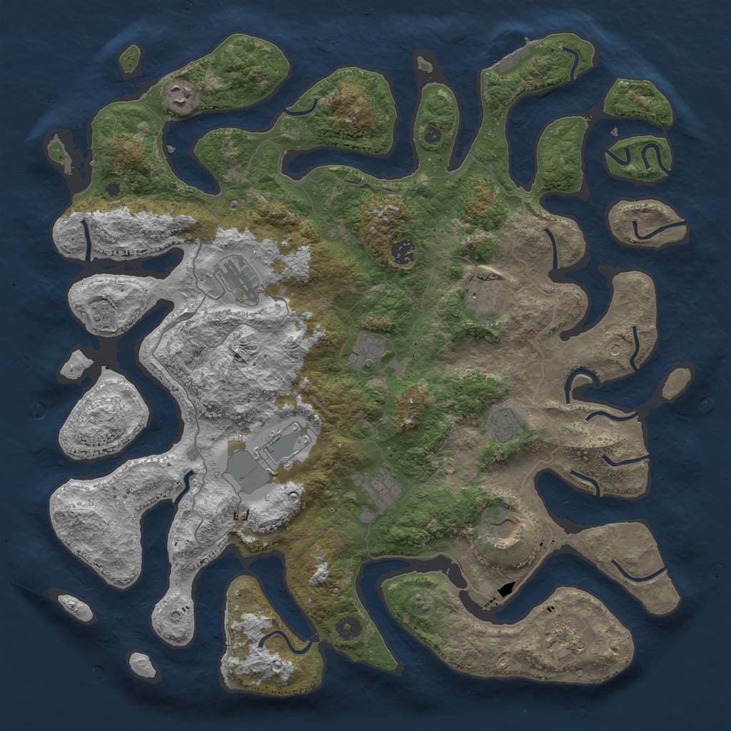 Rust Map: Procedural Map, Size: 4500, Seed: 1837046846, 15 Monuments