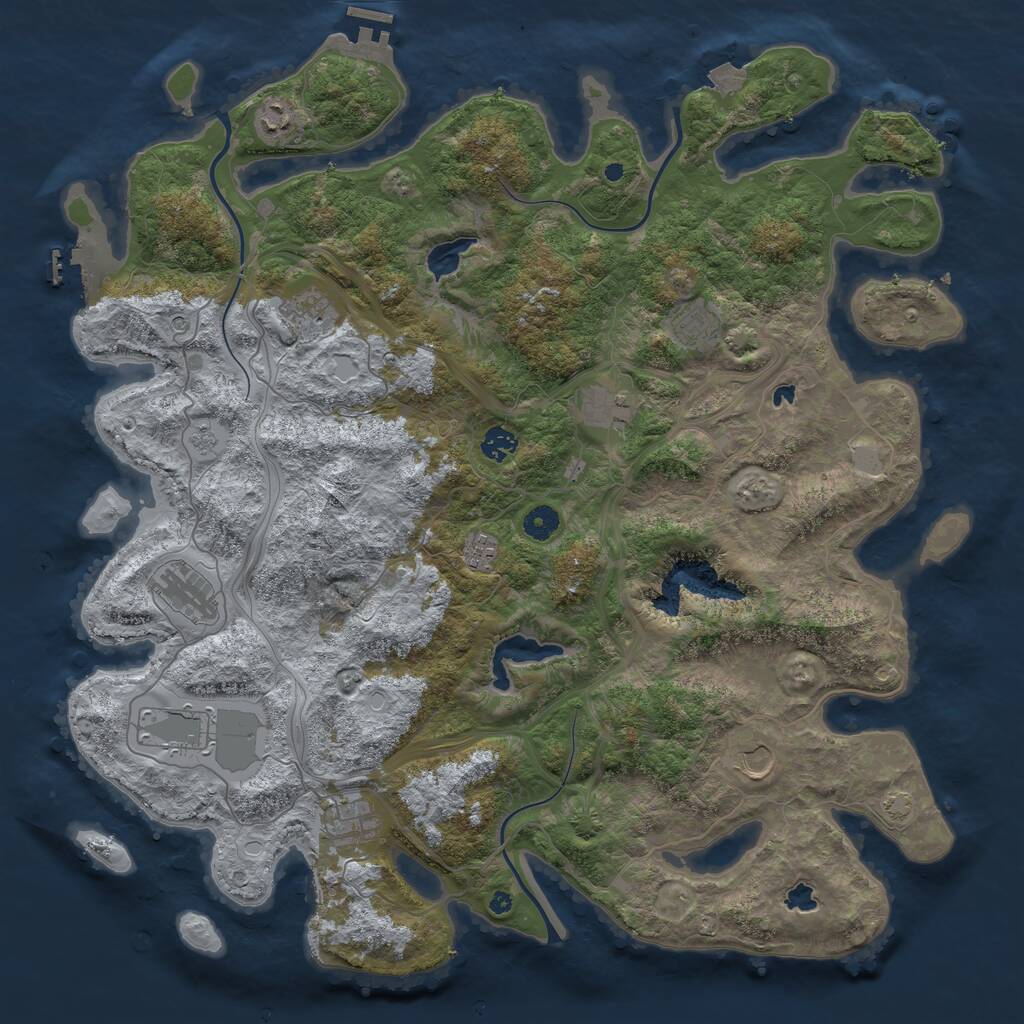 Rust Map: Procedural Map, Size: 4500, Seed: 1837046846, 16 Monuments