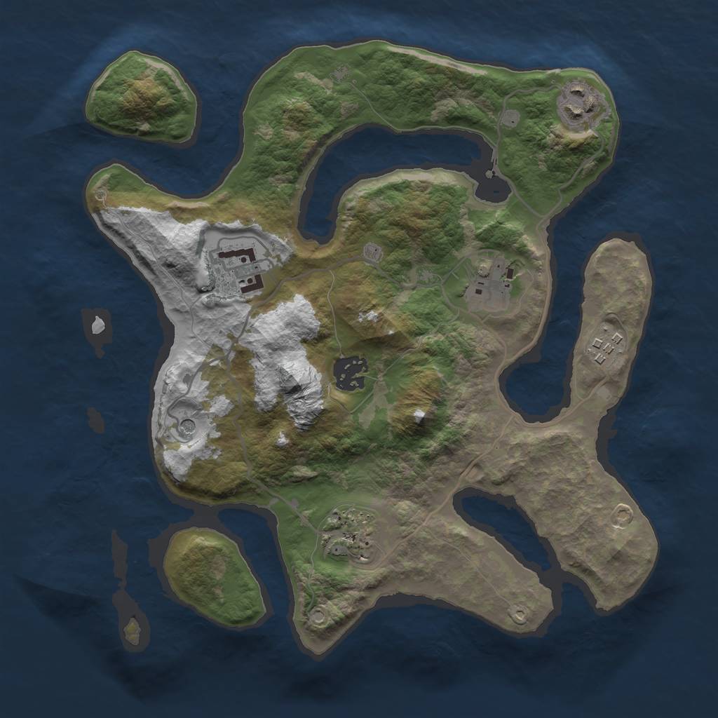 Rust Map: Barren, Size: 3000, Seed: 730119, 9 Monuments