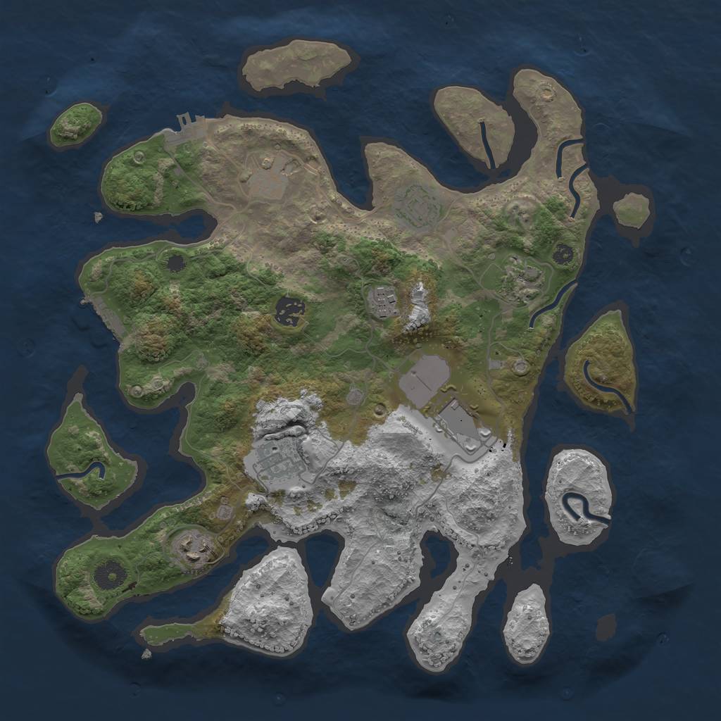 Rust Map: Procedural Map, Size: 3600, Seed: 453, 12 Monuments