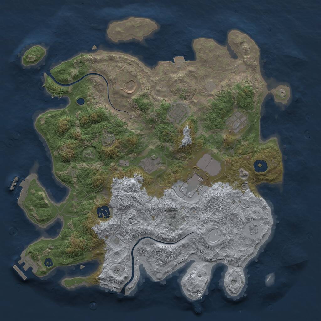 Rust Map: Procedural Map, Size: 3600, Seed: 453, 12 Monuments