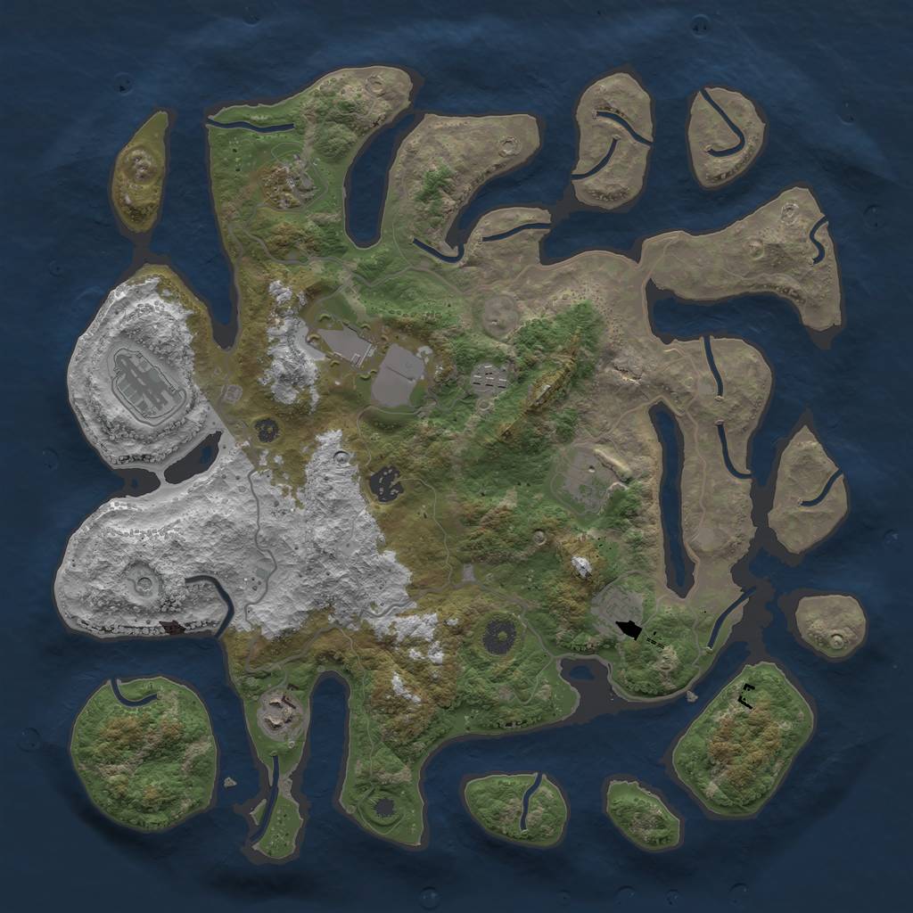 Rust Map: Procedural Map, Size: 4000, Seed: 308299805, 11 Monuments