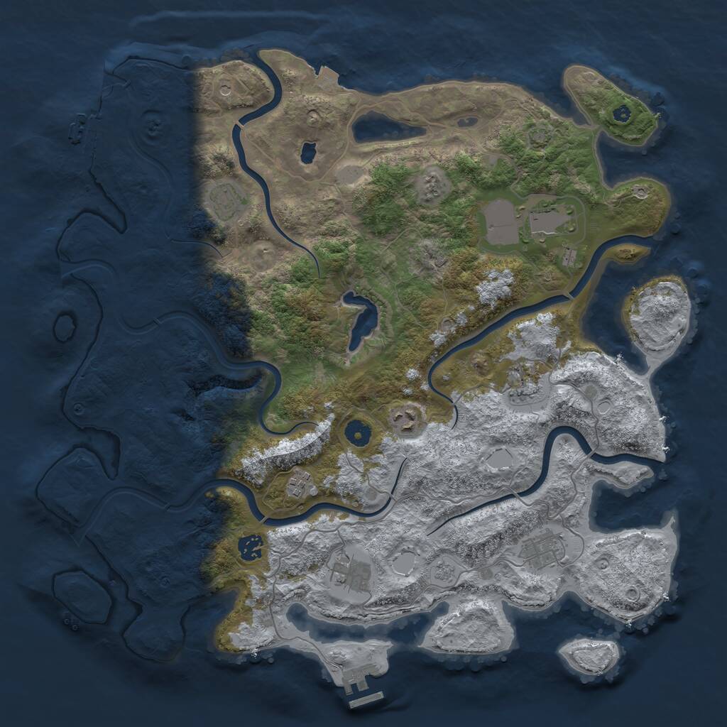Rust Map: Procedural Map, Size: 4200, Seed: 869394, 14 Monuments