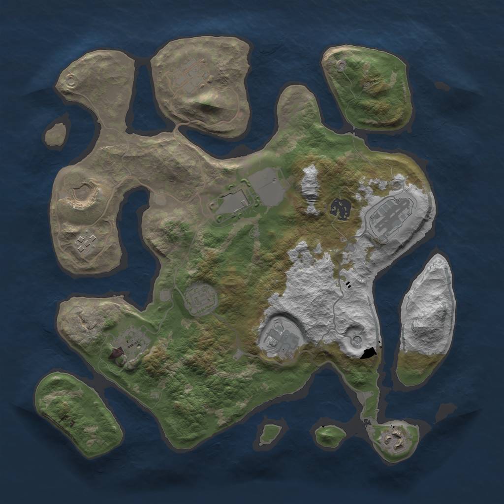 Rust Map: Barren, Size: 3500, Seed: 1684351123, 13 Monuments