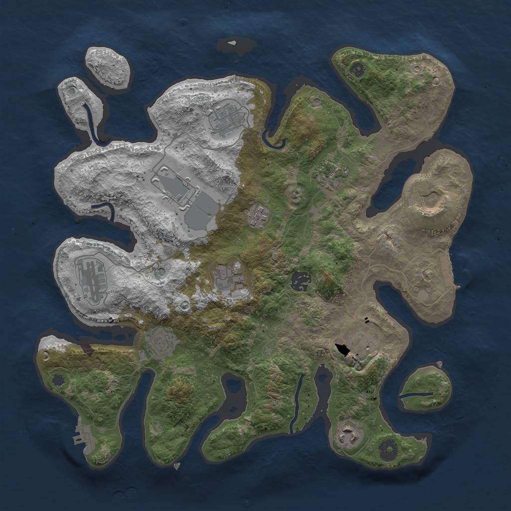 Rust Map: Procedural Map, Size: 3700, Seed: 117070733, 16 Monuments