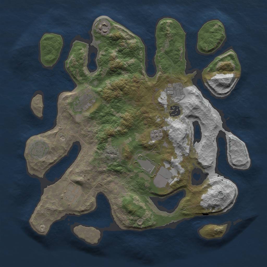 Rust Map: Barren, Size: 3500, Seed: 711578250, 11 Monuments