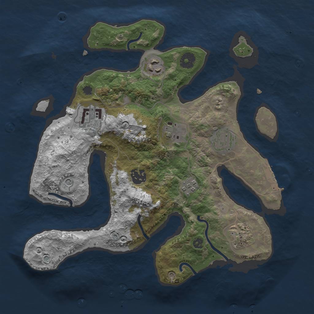 Rust Map: Procedural Map, Size: 3000, Seed: 809245367, 11 Monuments