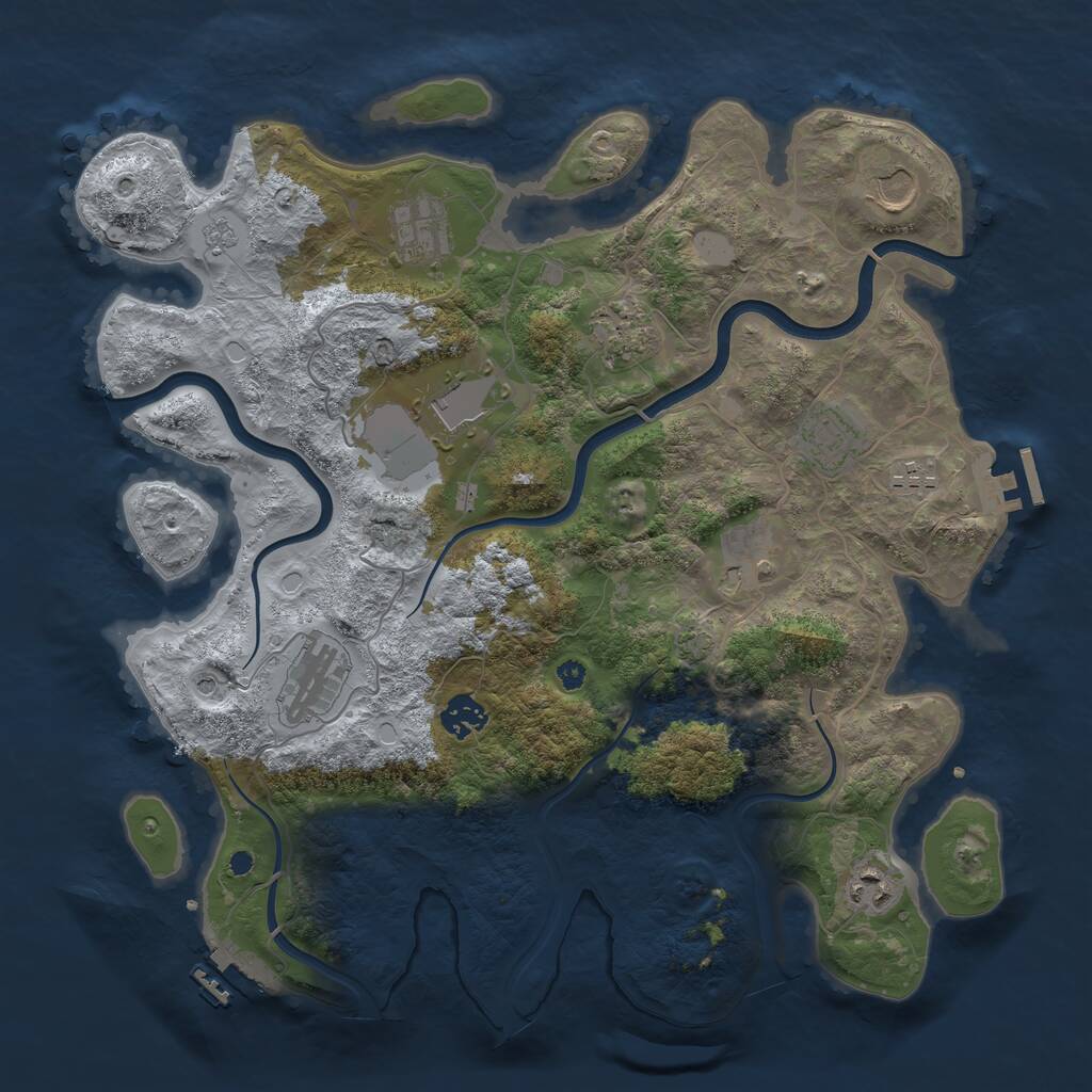 Rust Map: Procedural Map, Size: 3800, Seed: 15736669, 16 Monuments