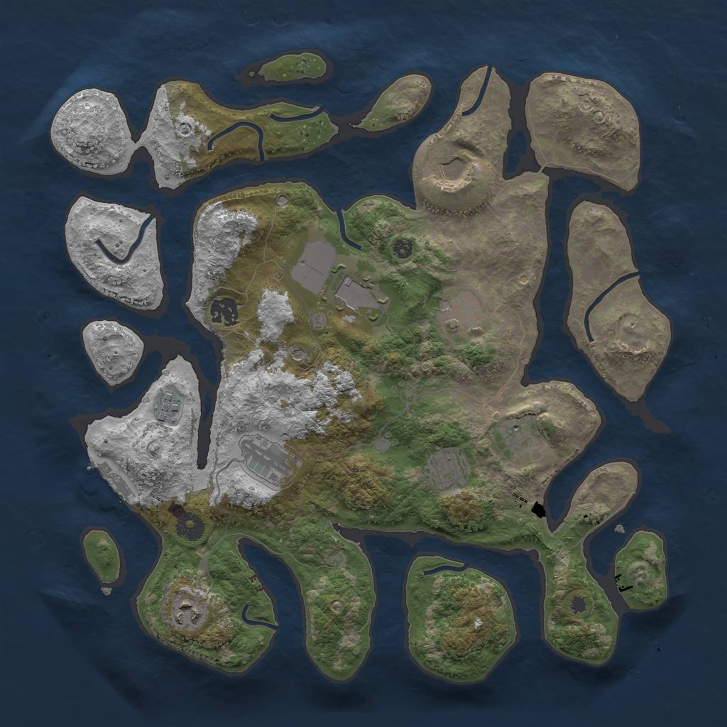 Rust Map: Procedural Map, Size: 3800, Seed: 15736669, 13 Monuments