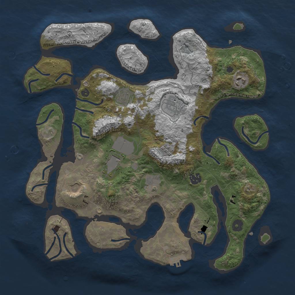 Rust Map: Procedural Map, Size: 3750, Seed: 540020457, 12 Monuments