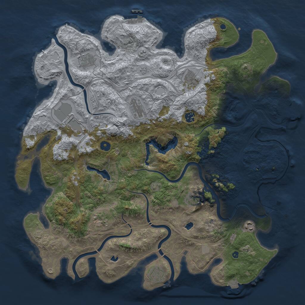 Rust Map: Procedural Map, Size: 4500, Seed: 643636346, 16 Monuments