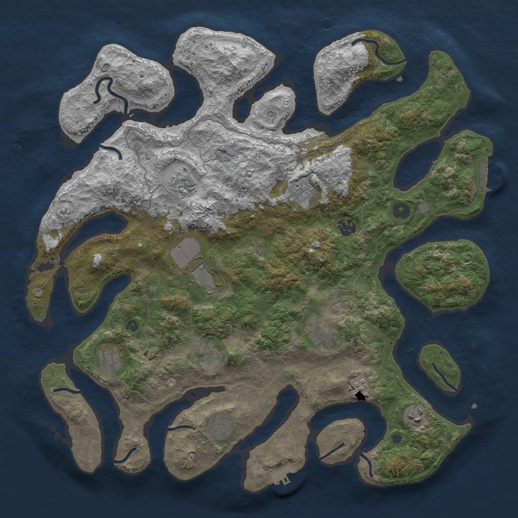 Rust Map: Procedural Map, Size: 4500, Seed: 643636346, 15 Monuments