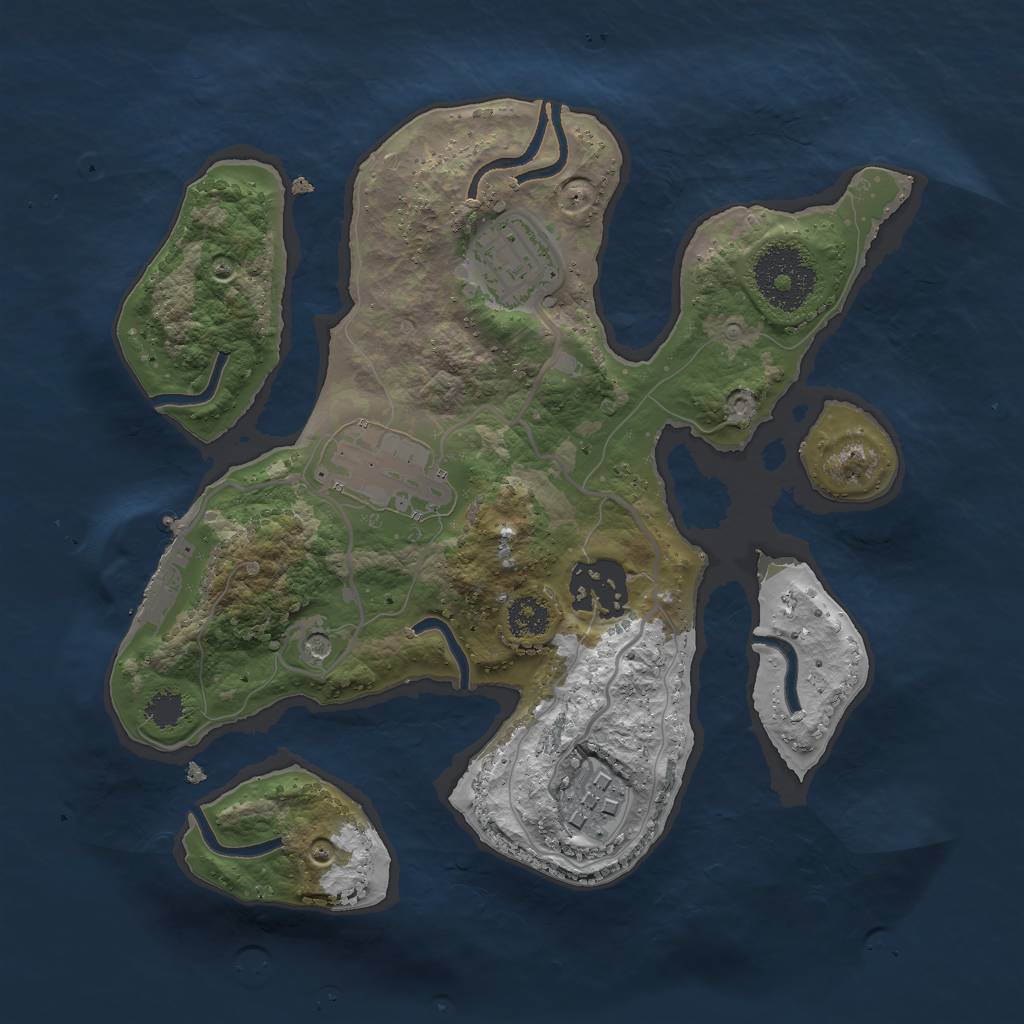 Rust Map: Procedural Map, Size: 2500, Seed: 30721, 8 Monuments