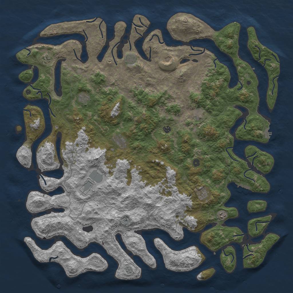 Rust Map: Procedural Map, Size: 6000, Seed: 115821896, 16 Monuments