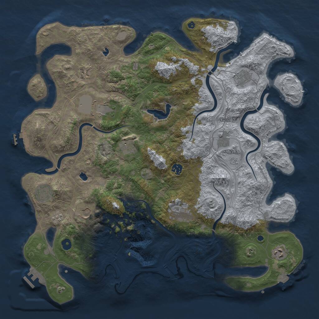 Rust Map: Procedural Map, Size: 4500, Seed: 26221119, 17 Monuments