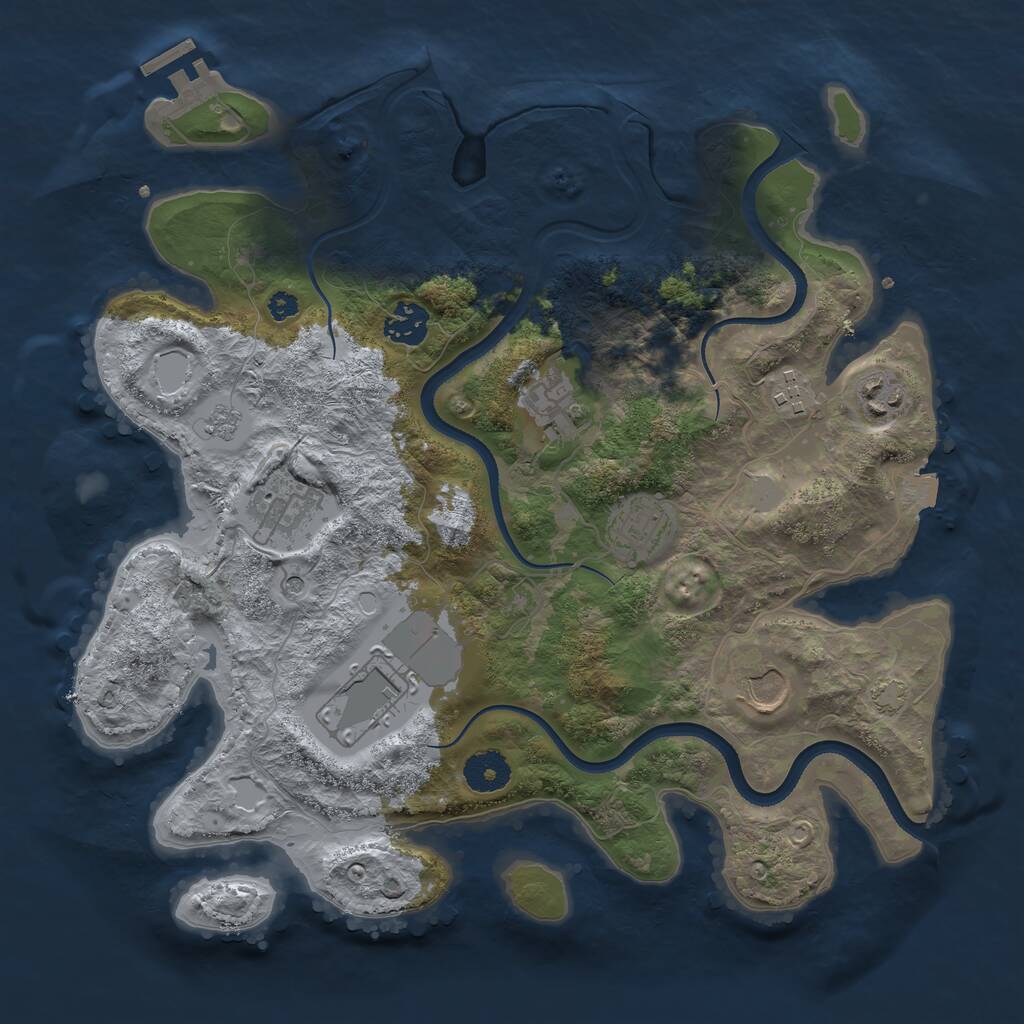 Rust Map: Procedural Map, Size: 3500, Seed: 3534301, 13 Monuments