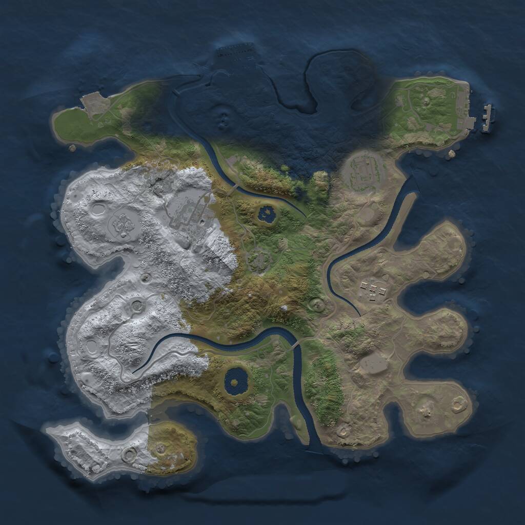 Rust Map: Procedural Map, Size: 3000, Seed: 1570648028, 9 Monuments