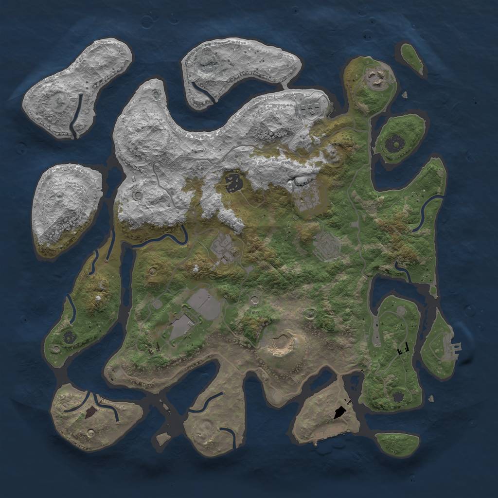 Rust Map: Procedural Map, Size: 4000, Seed: 33167, 13 Monuments