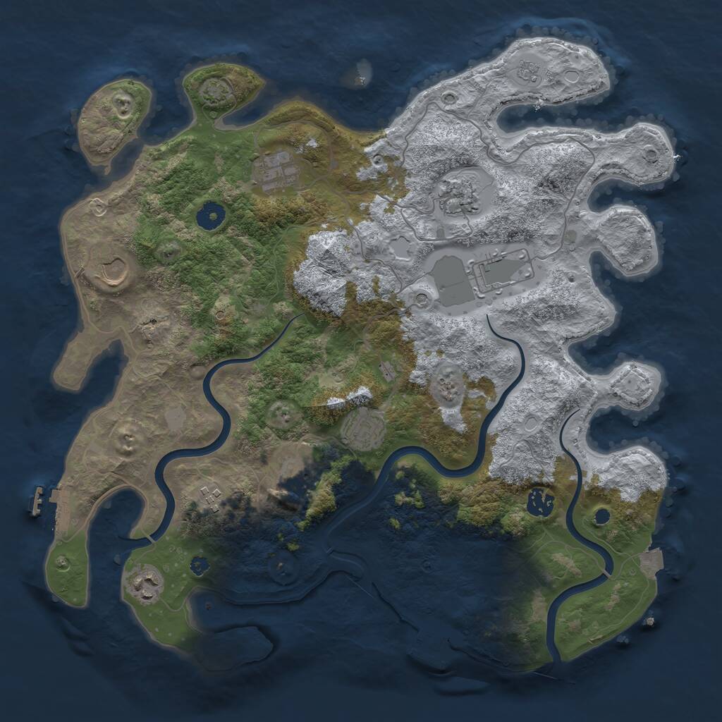 Rust Map: Procedural Map, Size: 3875, Seed: 1184796314, 15 Monuments