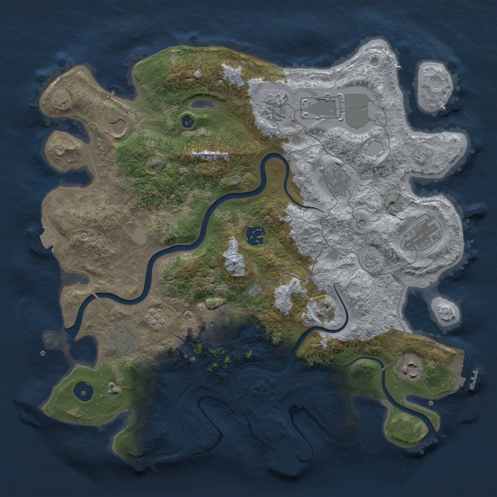 Rust Map: Procedural Map, Size: 3850, Seed: 25787, 16 Monuments