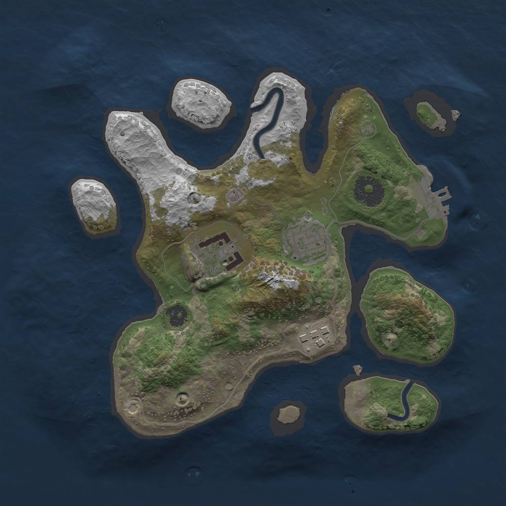 Rust Map: Procedural Map, Size: 2500, Seed: 5677, 6 Monuments