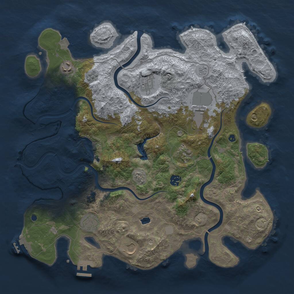 Rust Map: Procedural Map, Size: 4000, Seed: 51600, 14 Monuments