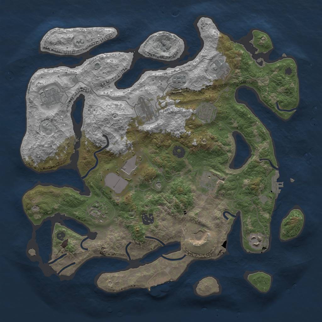 Rust Map: Procedural Map, Size: 3800, Seed: 6565645, 16 Monuments