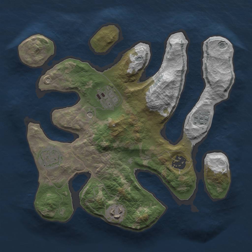 Rust Map: Barren, Size: 2700, Seed: 53457, 8 Monuments