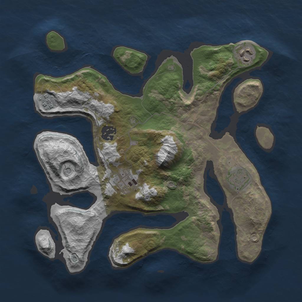 Rust Map: Barren, Size: 3000, Seed: 442576, 8 Monuments