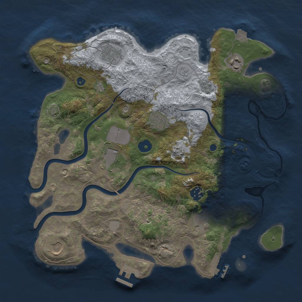 Rust Map: Procedural Map, Size: 3500, Seed: 1613061370, 14 Monuments