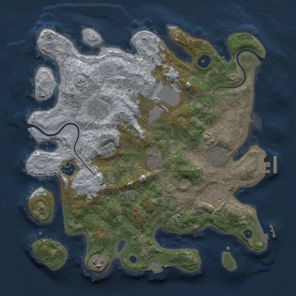 Rust Map: Procedural Map, Size: 3500, Seed: 870, 14 Monuments