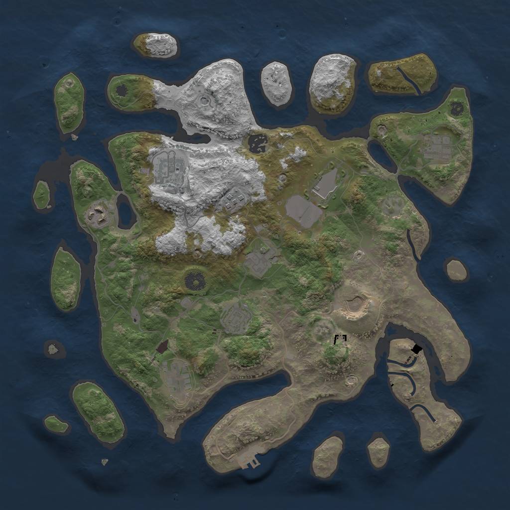 Rust Map: Procedural Map, Size: 3800, Seed: 12319283, 14 Monuments