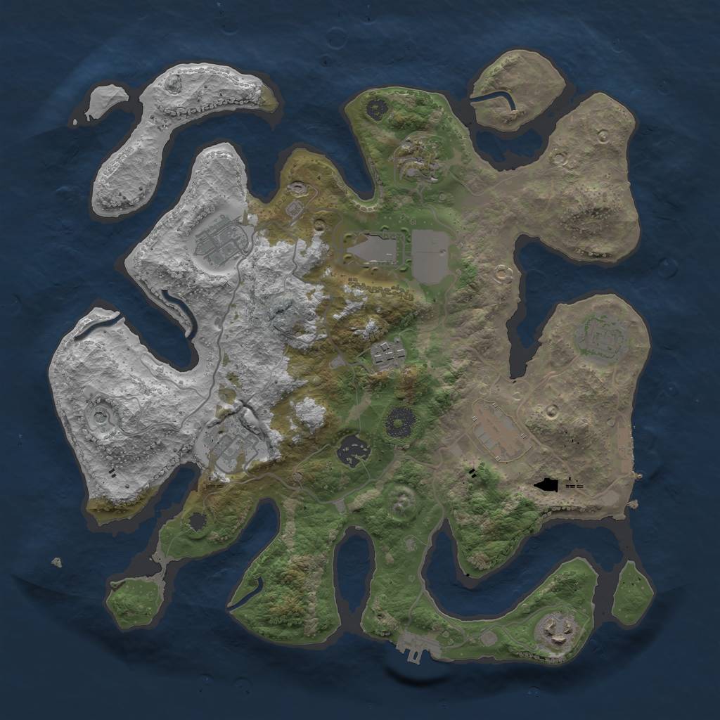Rust Map: Procedural Map, Size: 3500, Seed: 414625, 14 Monuments
