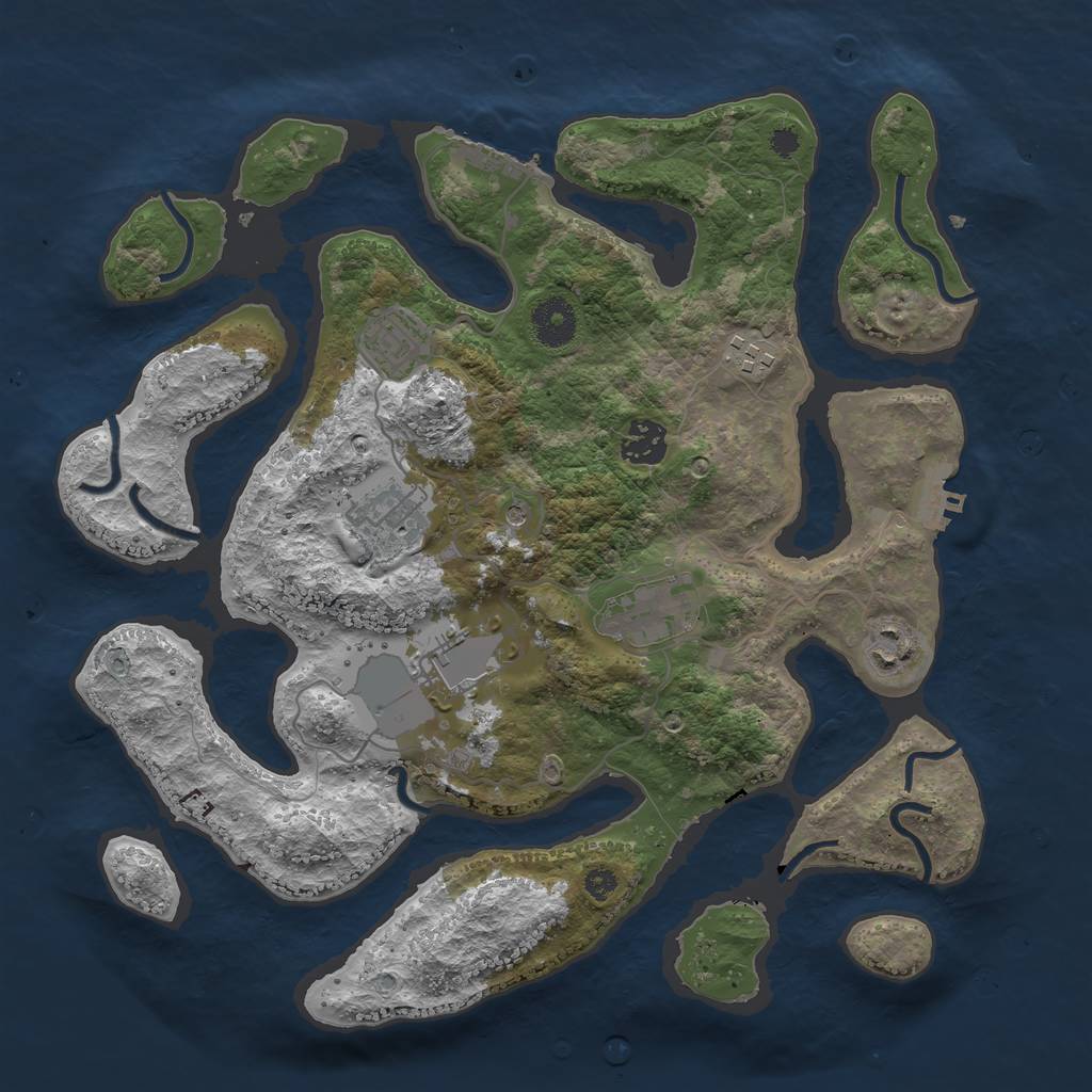 Rust Map: Procedural Map, Size: 3500, Seed: 1671170, 12 Monuments