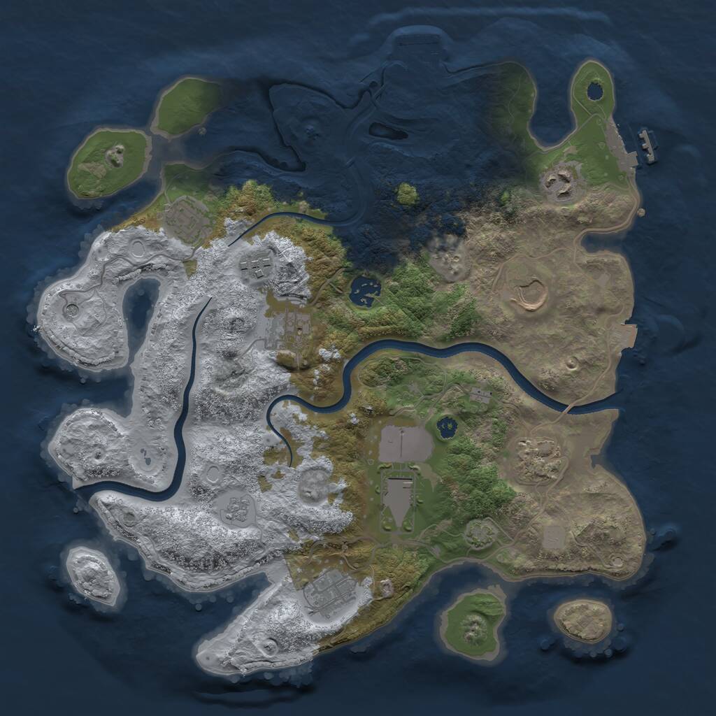 Rust Map: Procedural Map, Size: 3500, Seed: 1671170, 15 Monuments