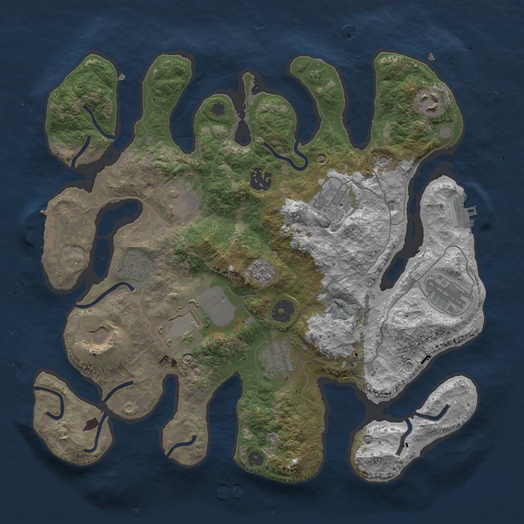 Rust Map: Procedural Map, Size: 3500, Seed: 1539173410, 15 Monuments