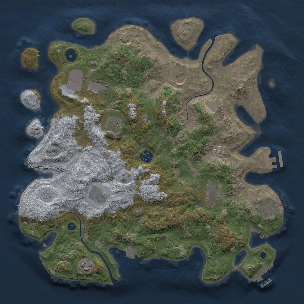 Rust Map: Procedural Map, Size: 3750, Seed: 1100706844, 15 Monuments