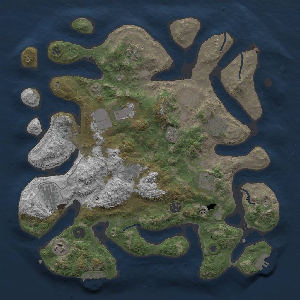 Rust Map: Procedural Map, Size: 3750, Seed: 1100706844, 15 Monuments