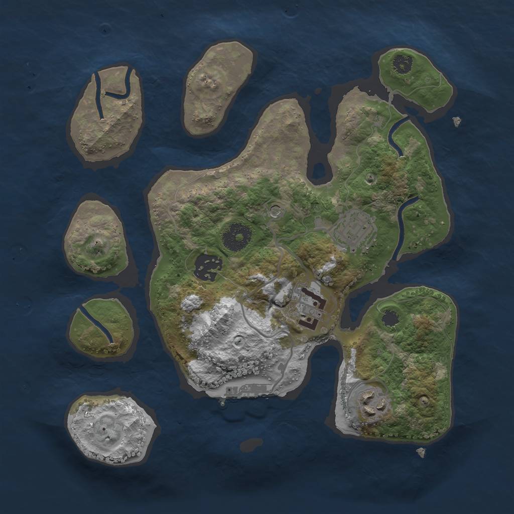 Rust Map: Procedural Map, Size: 2750, Seed: 1423, 8 Monuments